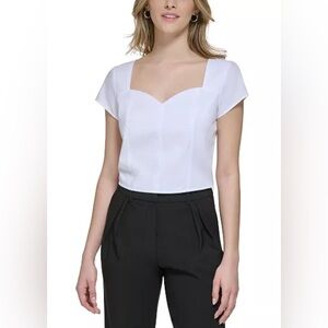 Calvin Klein 100% Cotton Cropped Cap Sleeve Corset Top Small NWT